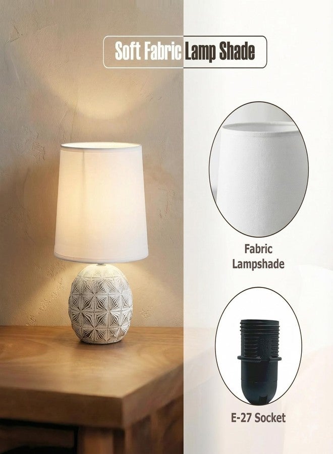 Decor & More Modern Ceramic Base Bedside LED Table Lamp | Table Lamps for Home Decoration and Bedroom Decor with On/Off Button | Night Lamp with Cotton Fabric Shade (Bulb not Included), White - Image 5
